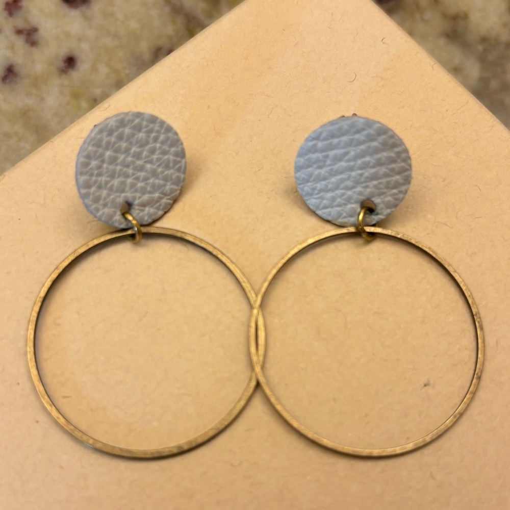 Brass and Leather Earrings
